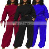 Wholesale Long Sleeves Tops And Loose Pants Work Clothing Two Piece Set For Women thumbnail-2