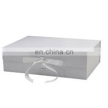 Wholesale Custom Color Ribbon Bow Rectangle Large White Flip Top Gift Box Packaging thumbnail-1