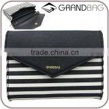 White and Black Stripe Saffiano Leather Mini Size Clutch Purse Satchels Crossbody Hand Bags for Ladies thumbnail-1