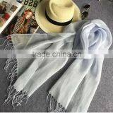 Wholesale Korean Fashion Solid Color Plain Tassel Women Linen Scarf thumbnail-6