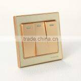 2015 Hot New Design Wall Switch Lighting Electrical High Quality Switch Push Button uk 220v 3 Gang Switch