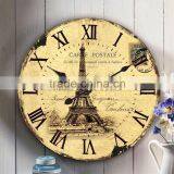 Shabby Chic Round Decorative Wall Clock Made of Wood