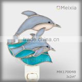 MX170048 tiffany style stained glass dolphin decorative plug in night lights