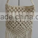 Handmade Crocheted Bag With Long Tassels
