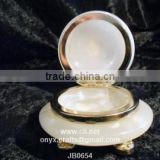 White Onyx Round Shape Jewelry Box