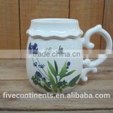 New lavender design ceramic mug with elegant handle