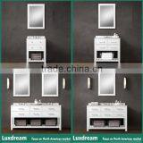 White Carrara Marble Top Wooden Base Cabinet Used Bathroom Vanity