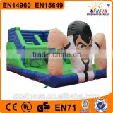 EN14960 economic inflatable cartoon strength man giant slide for sale