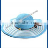 hot new products for 2014 Spring and summer Concentric stripes beaded big brimmed lady hate para straw hat and cap custom logo