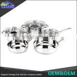 High Quality Mirror Polishing Stainless Steel Cooking Ware Sets With Glass Lid thumbnail-1