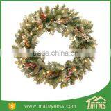 Glittery Bristle Pine Pre-Lit Christmas Wreath thumbnail-3