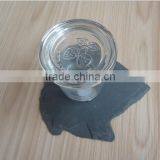 Irregular Leaf Shape Black Rough Edge Slate Coaster With thumbnail-1