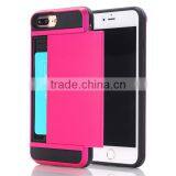 Slide Cover Card Slot Phone Case TPU + PC Material Phone Hull for IPhone7 7plus thumbnail-2