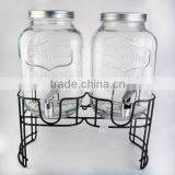 Double Glass Dispenser With Metal Stand or Iron Bucket thumbnail-5
