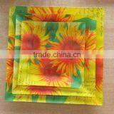 3pcs Glass Plate Set With Decal, Square Glass Dish, G321069 thumbnail-1