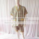 Free Shipping 2colors Unisex Sweat Steam Clothes Fashion Floral Jacquard Pajama V-Neck Ladies Pajama Sets For Sauna thumbnail-4