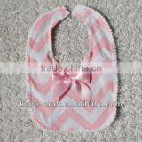 Wholesale Pink Chevron Cotton Bibs With Pink Satin Bows thumbnail-1