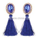 Bohemian Jewelry Rhinestone Gems With Long Colorful Tassel Charms Earrings for Women thumbnail-3