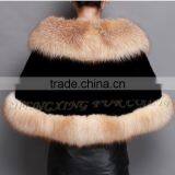 CX-B-M-05D Real Fox Fur Trimmed Fashion Evening Mink Fur Wrap Cape thumbnail-2
