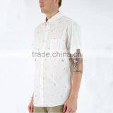 New Fashion Custom Button up Short Sleeve White Printed Shirts for Men thumbnail-2