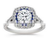 Simple design sterling silver jewelry sapphire large diamond engagement ring for women