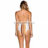 Dropped Arm Holes Crew Neckline Womens One Piece Scooped Back Neckline Swimwear Customize 80% Nylon 20% Spandex Material Stretch thumbnail-5