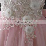 High Quality Boutique Girl Clothing Embroidery Flower Elegant Pink Fluffy Tulle Sleeveless Party Dresses Shiny Performance Dress thumbnail-5