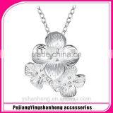 Fashion 925 Silver Flower Pendant Necklace thumbnail-1