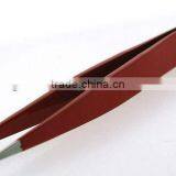 RED Eyebrow TWEEZERS Sharp Tips, Stainless Steel thumbnail-1