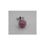 pink crystal flower ball metal jewelry cufflink