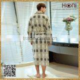 Men's Patterned Cotton Soft Bathrobe With Belt thumbnail-6