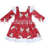 Yiwu Supplier Boutique Girls Fancy Cartoon Unicorn Printed Dress Smocked Baby Soft Cotton Frock Girl Clothing thumbnail-2
