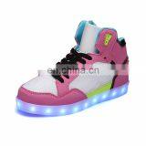 Latest Design Hot Sale High Shoes for Men PU+mesh Light Shoes Street Dance Luminous High Top LED Shoes Sneakers for Boys thumbnail-4