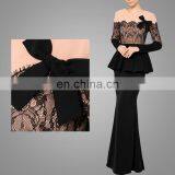 Round Collar Baju Kurung Lace And Ribbon Long Sleeves Fish Maxi Skirt Muslim Ladies Wear thumbnail-3