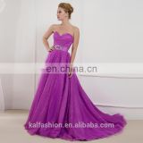 EB2678 A-line scoop Sweetheart sequin Crystal sash satin Long train tulle Ruched Princess bridesmaid gown