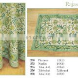Block Printed Rajasthan paisley Tablecloth , Napkin & Placemat