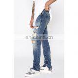 Men Stretch Denim Ripped Skinny Stretch Zip Destroy Frayed Edges Indigo Industry Supply co Jeans thumbnail-3