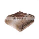 Luxury Fluffy Reversible Warm Tan Grey Printed Faux Fur Minky Fleece Throw Blanket thumbnail-6