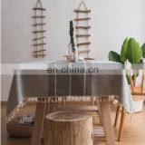 Embroidery Tassel Tablecloth Linen Tablecloth Table Cover for Kitchen Dining Room thumbnail-2
