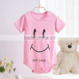 Summer Short Sleeve Panties Smile Printed Baby Rompers for Wholesale thumbnail-3