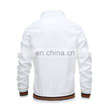 Windproof Men's Jackets Fleece White Winter Casual OEM Service Standard WASHED Full Zipper Jacket Polyester Cotton Bomber Jacket thumbnail-4