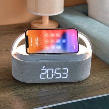 Best Seller Wireless Charger Charging With Bluetooth Speaker & Night Light Alarm Clock With Phone Holder thumbnail-6