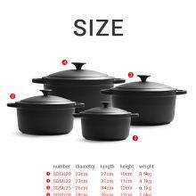 Hot Selling Black Round Camping Saucepan 20/23/26/28 cm Non Stick Cookware Set Cheap Cookware Dutch Oven Cast Iron Stockpot thumbnail-2