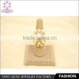2015 Yiwu New Products Gold Plated Ring With Oval Imitation Pearl and Rhinestone thumbnail-1