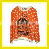 Products Bros Baby Rinne Baby Lion Baby Schnauzer Playing Carousel in Bros Park Women Printed Long Sleeve Orange White Sweater