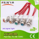 FL1M-10WC 10mm metal red led indicator light 24v led with 20cm cable
