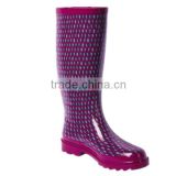 ladies fashion print long rain boots waterproof working shoes cheap OEM overshoes