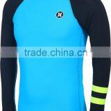 92% Polyester 8% Spandex (Lycra) Full Sleeves Sky Blue Compression Shirt / Rash Guard With Black Sleeves