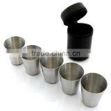 1oz Stainless Steel Shot Glass 4pcs Set With Laser Sleeve