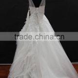 Factory Real Sample! High Quality Two Tulle Straps Nice Design Organza Ruffle Skirt Lace Wedding Dress thumbnail-3